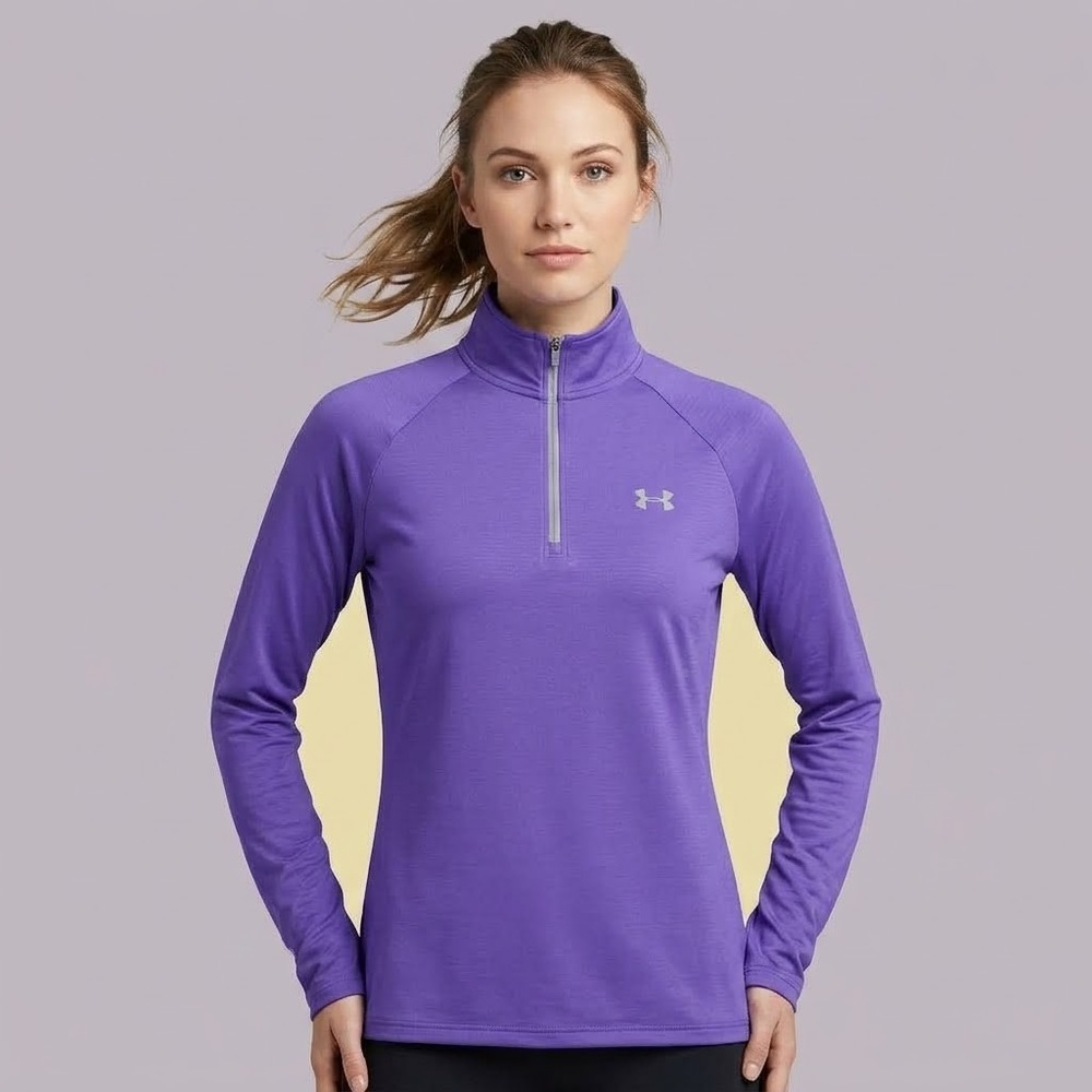 Under Armour HeatGear 1/4 Zip Pullover Womens Purple Long Sleeve Shirt EUC